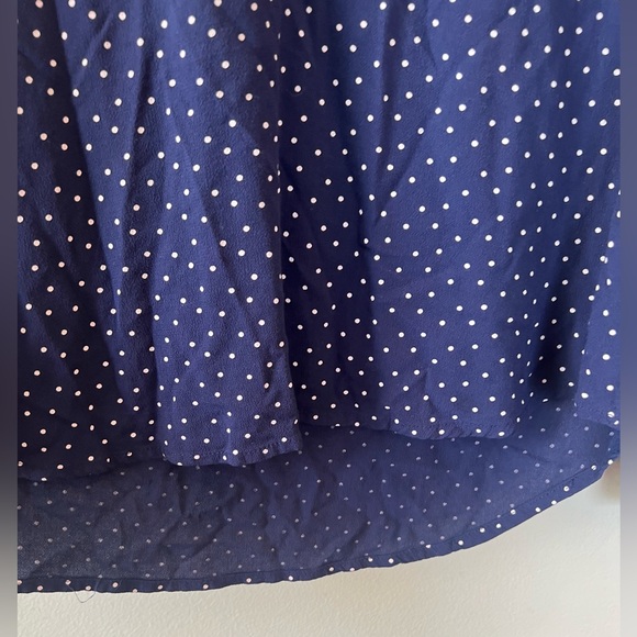 Maeve by Anthropologie long sleeve top women S blue business casual‎ polka dot - Picture 6 of 7